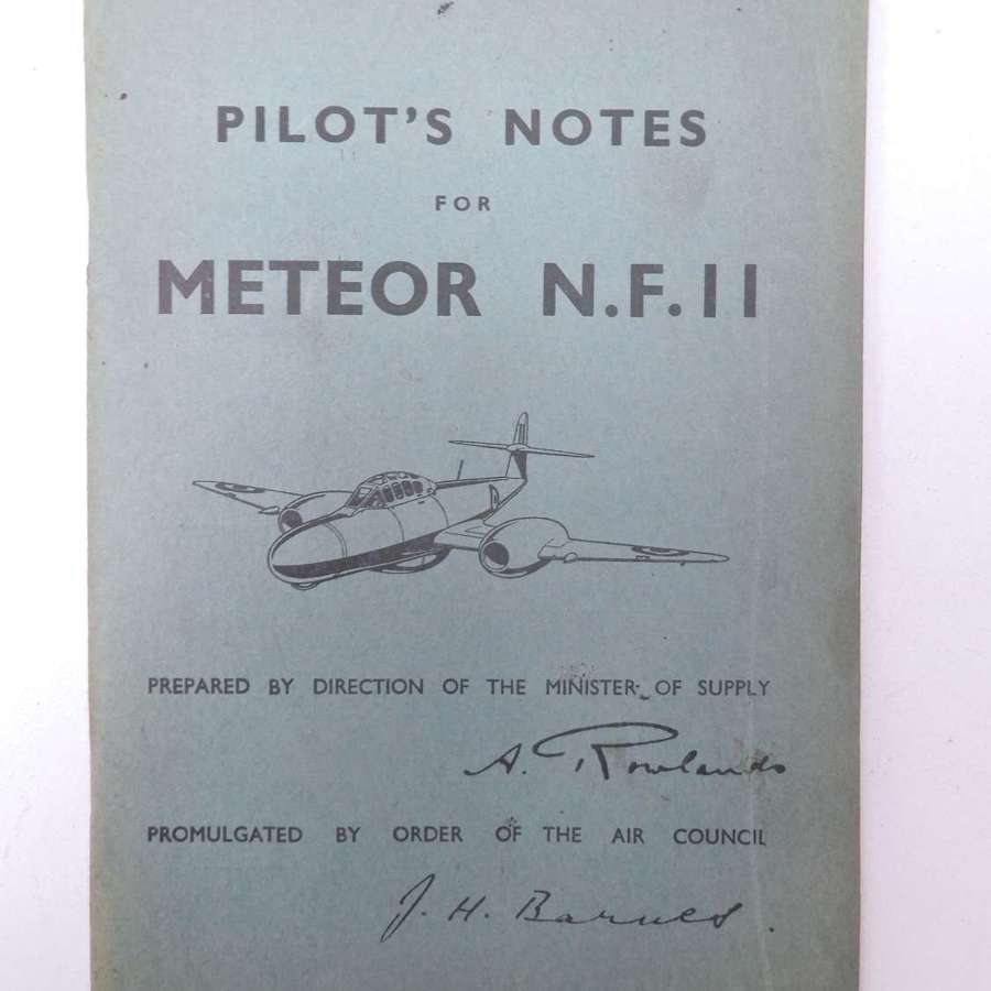Original RAF Meteor N.F. 11 pilots notes