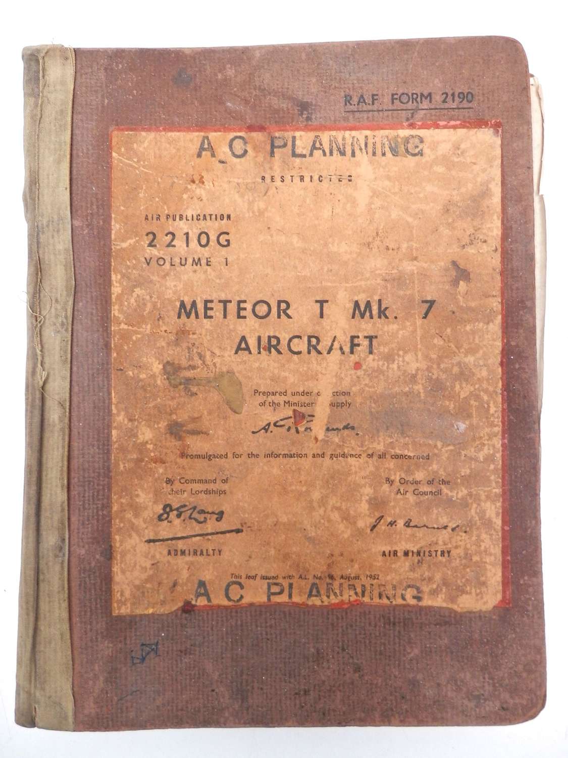 RAF Gloster meteor Mk7 aircraft manual