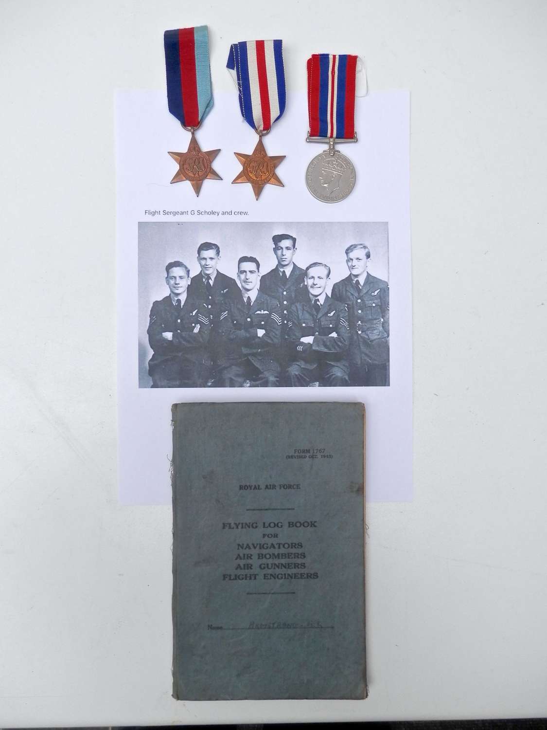 RAF log book and medal group