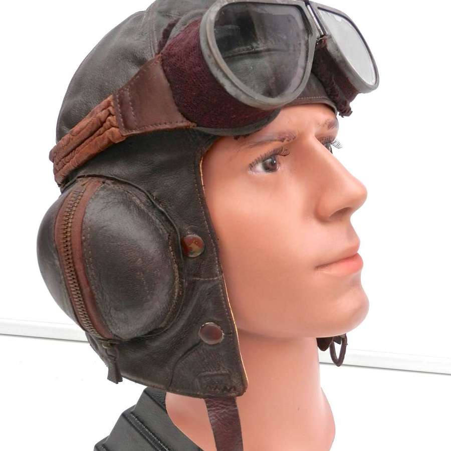 RAF B type leather flying helmet