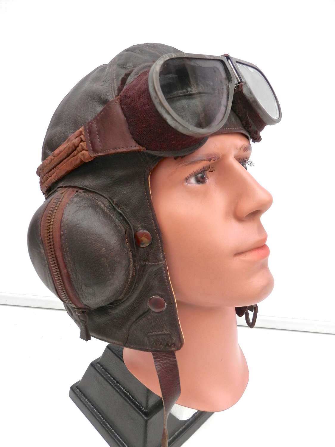 RAF B type leather flying helmet