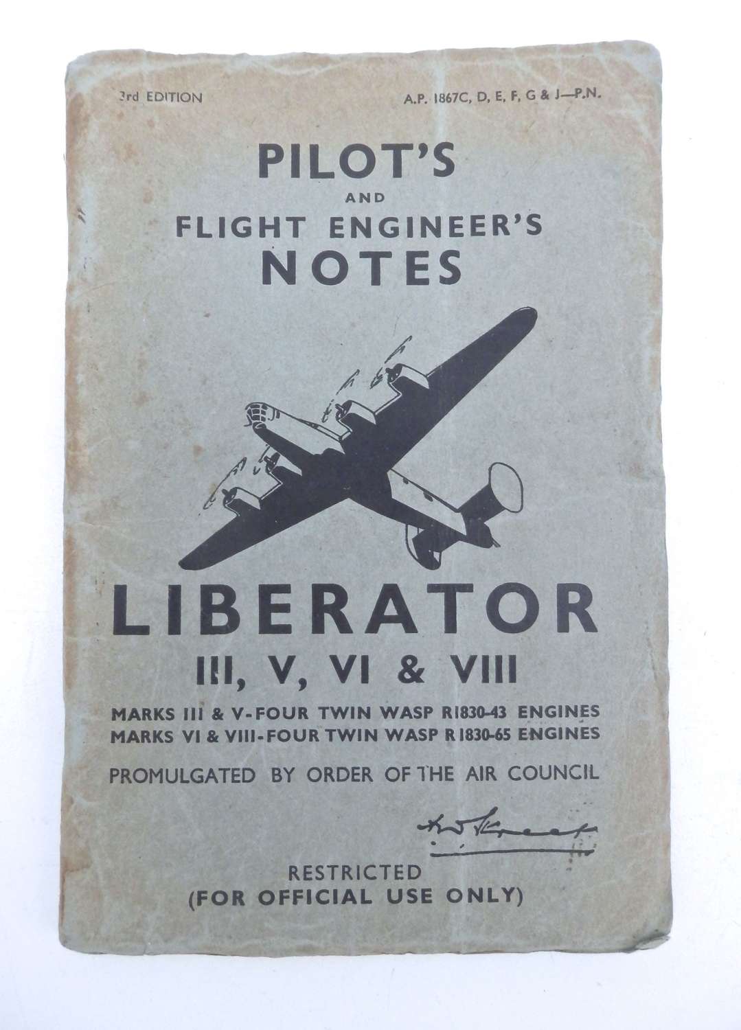 RAF Liberator pilots notes original