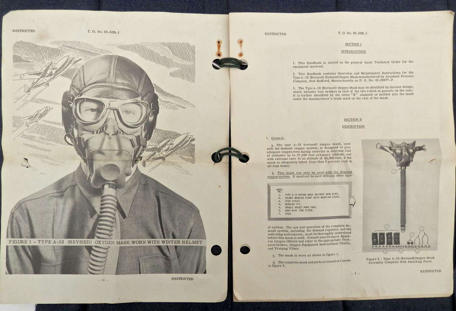 US airforce a-10 oxygen mask original instructions