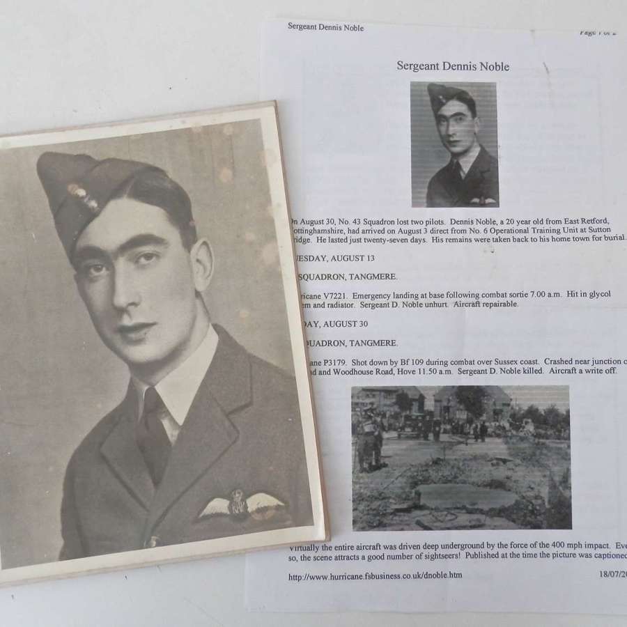 RAF Sgt. Dennis Noble battle of britain pilot KIA