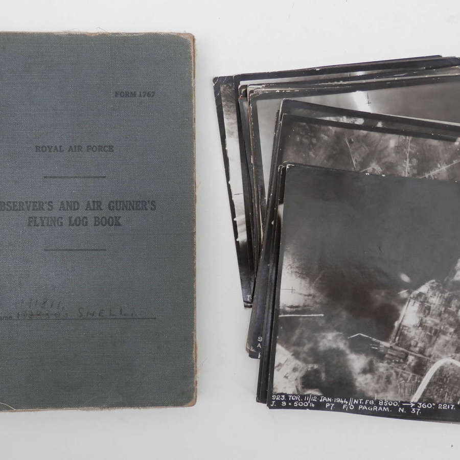 RAF log book and bombing photos