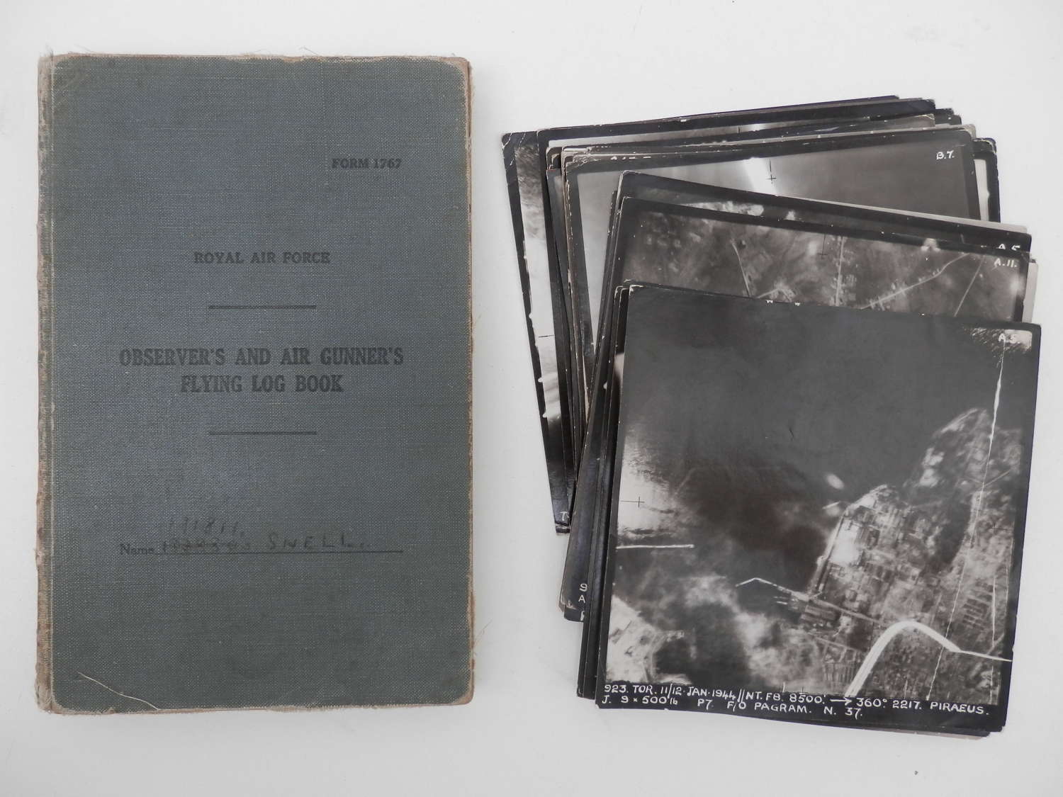 RAF log book and bombing photos