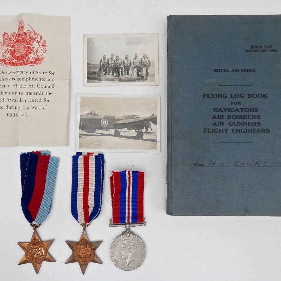 RAF Lancaster air gunner log book and medal group