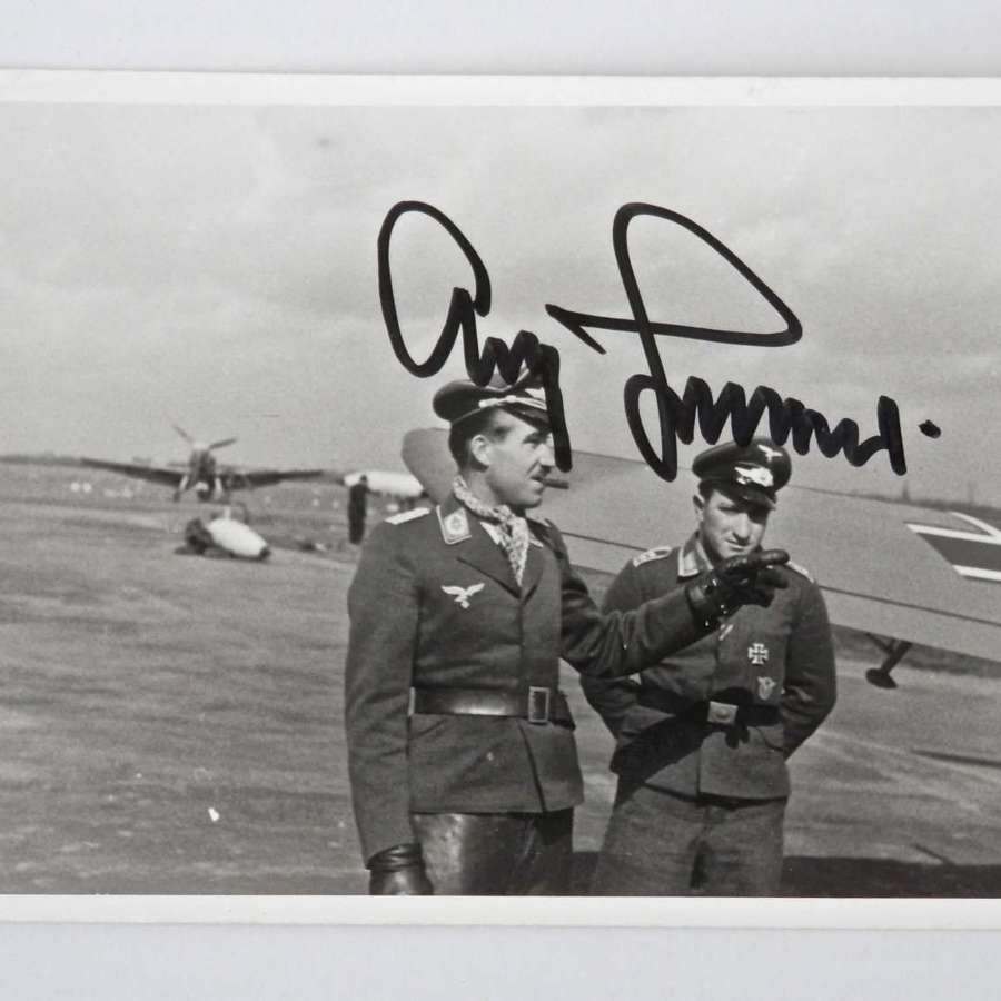 Luftwaffe ace Adolf Galland signed photograph