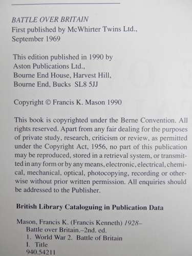 Battle over Britain by Francis K Mason
