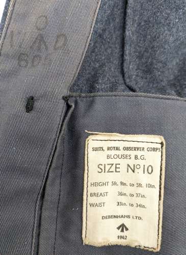 Royal Observer Corps battle dress blouse 1942