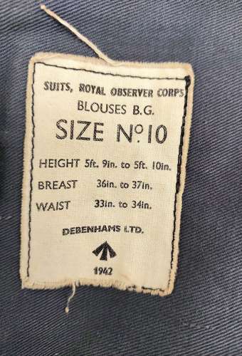 Royal Observer Corps battle dress blouse 1942
