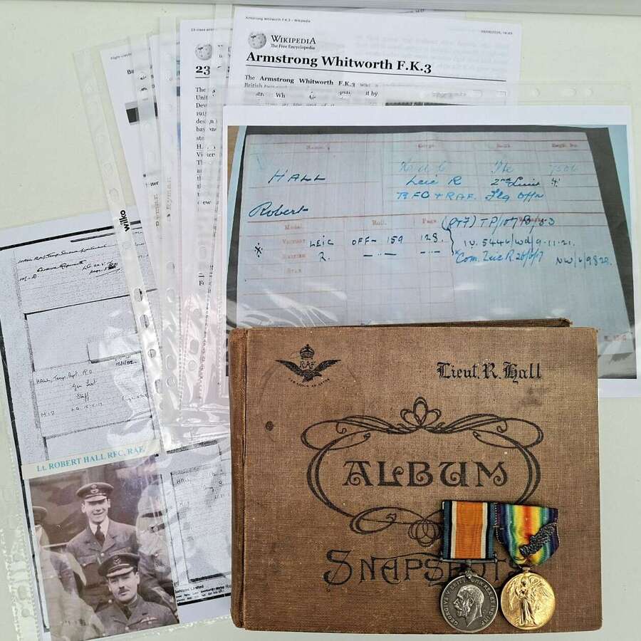 RFC RAF photo album and medal group