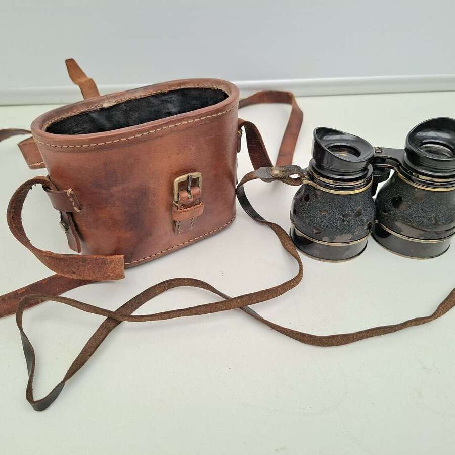 RAF night binoculars and leather case
