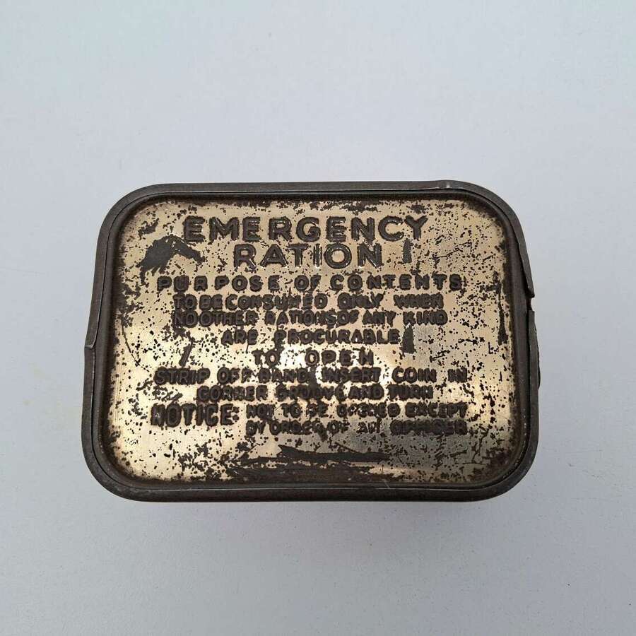Emergency ration tin with contents
