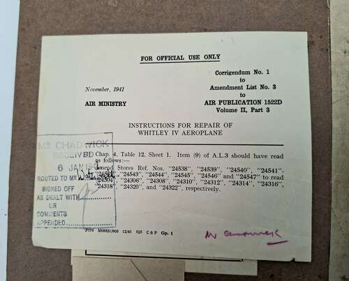 RAF Whitley bomber manual A.P.