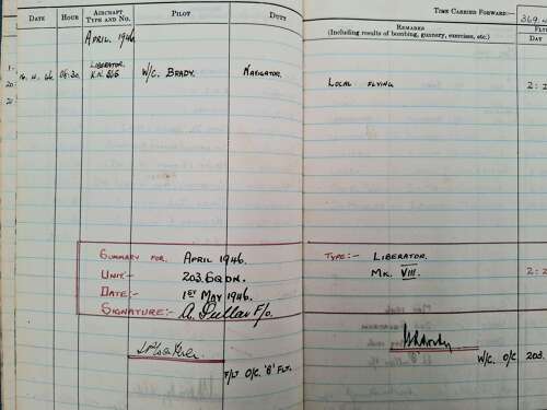 RAF navigator / bomb aimer log book