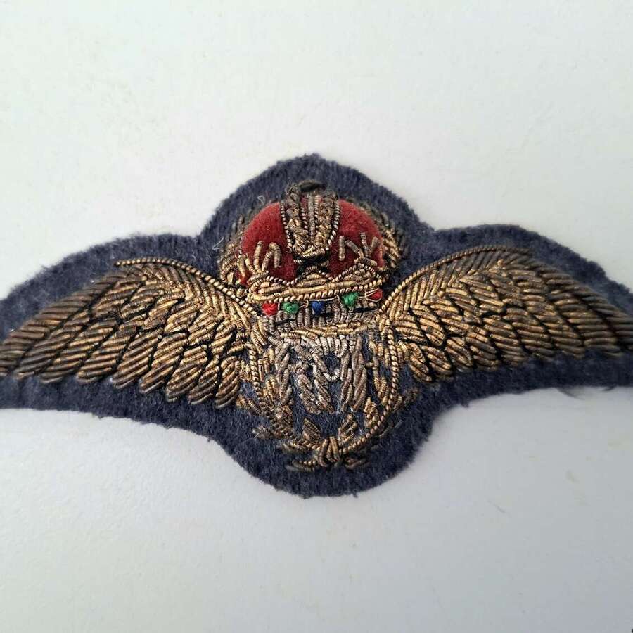RAF officer bullion wire pilots wings