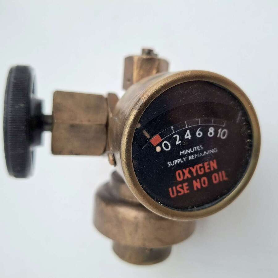 RAF brass regulator for the portable oxygen supply