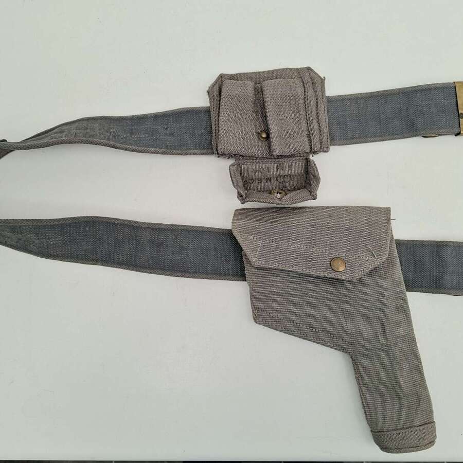RAF large size webbing belt with holster and pouch
