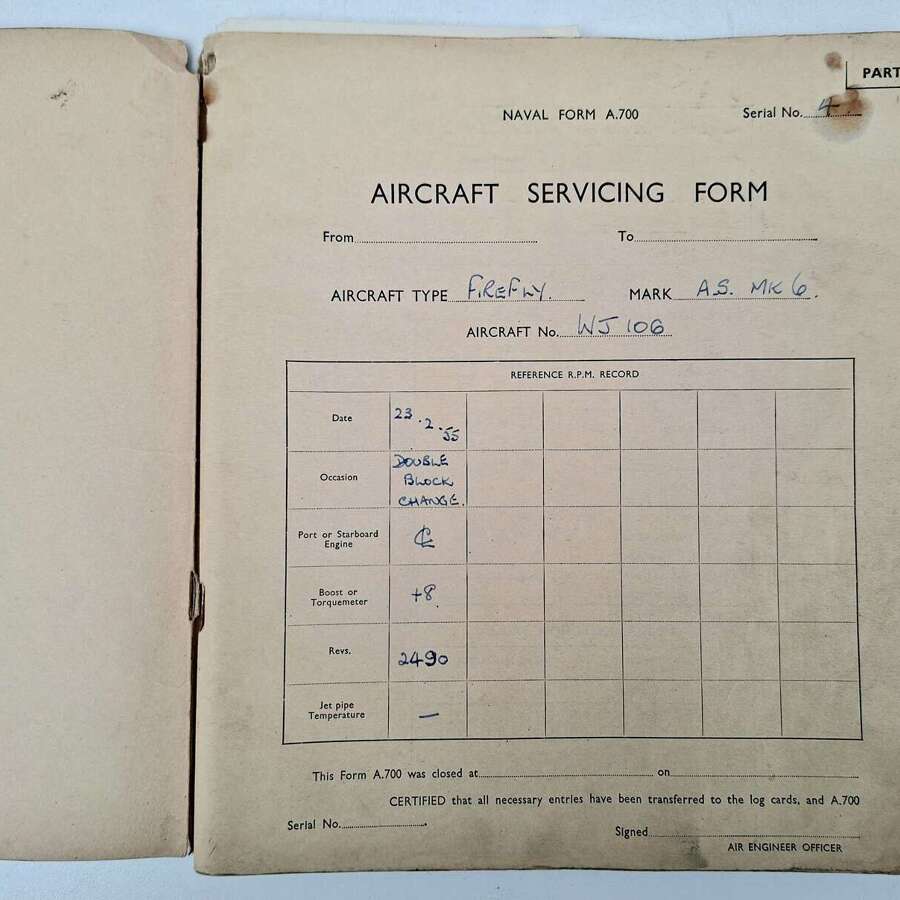 Fairey Firefly aircraft servicing form 700 manual
