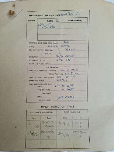 Fairey Firefly aircraft servicing form 700 manual