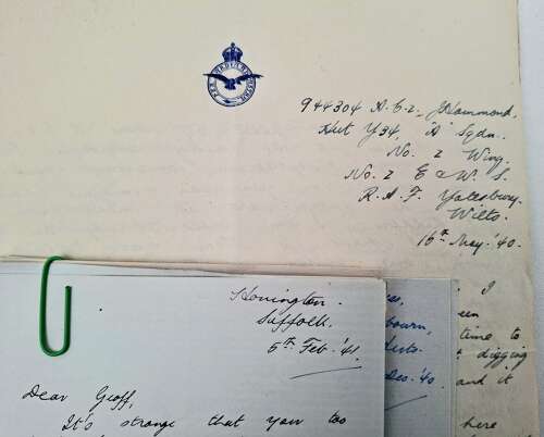WW2 RAF letters home KIA
