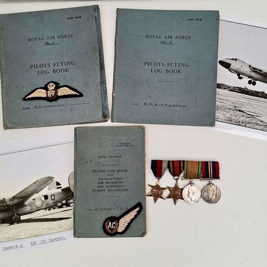 RAF rare WW2 air gunner & pilot log books medal grouping