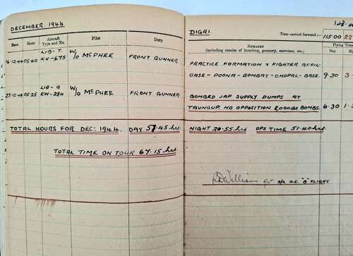 RAF rare WW2 air gunner & pilot log books medal grouping