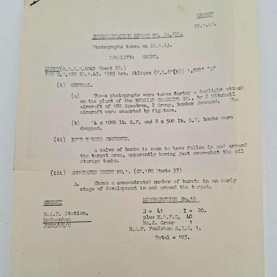 RAF Bomber Command photo intelligence report