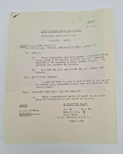 RAF Bomber Command photo intelligence report